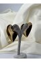 Earrings Metal Large Heart Model Engraved Gold - 4