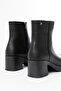 Zri̇n-3022 Premium Black Zippered Thick Heeled Women's Boots - 5