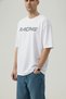 Racing Printed Oversized Wide Cut 100% Cotton Soft Textured Basic Crew Neck White T-Shirt - 2