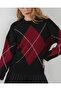 15895 Diamond Patterned Oversize Knitwear Sweater - D. Black - 3