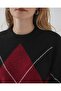 15895 Diamond Patterned Oversize Knitwear Sweater - D. Black - 4