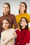 Women's 4-Piece Set Cream Bitter Brown Mustard Burgundy Finger Detailed Bodysuit