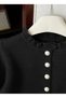 Women's Pearl Soft Fuzzy Black Knitwear Cardigan with Buttons - 4