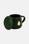 Stoneware Christmas Tree Print Cup With Lid 400 ml, Green - 2