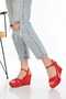 Red Summer Wedge Heeled Cross Strap Women's Shoes -520 - 2