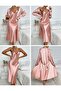 Satin Long Nightgown Robe Set - 3