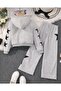 Yıldız Printed Croplu 2-Piece Set 2-Thread Bottom Top Set - 2