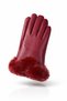Women's Fur Faux Leather Gloves - Burgundy - 2