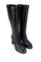 Women's Genuine Leather Black Heeled Boots - 2