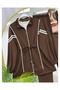 Striped Shirt with Collar and Zipper, Combed Cotton Double Set [Excluding Underwear and Shawl] - 2