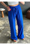 Cobalt Blue Colorful Shawl Collar Kimono and Pants Set - 3