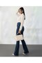 Spanish Women's Navy Blue Trousers F Flare Jeans High Waist Pants - 4