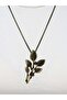 Natural Stone Pink Quartz Natural Stone Authentic Leaf Model Women's Necklace Euk51Pk - 2