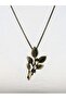 Natural Stone Pink Quartz Natural Stone Authentic Leaf Model Women's Necklace Euk51Pk - 3
