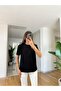 Dilvin Black Stitched Crew Neck T-Shirt - Decorative - 5