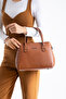 100% Genuine Leather Women's Tan Hand and Shoulder Bag - Handmade Italian Style Crossbody Model - 2