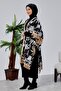 Beard Patterned Tassel Tricot Poncho - 3