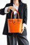 100% Genuine Leather Women's Orange Hand and Shoulder Bag - Handmade Italian Style Crossbody Model - 2