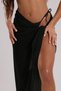 Women's Black Basement Style 150X75 Pareo with Tie Detail - 3