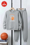 3 Thread Thick Sh Fleece-Lined Crew Neck Basketball Pot Print Detailed Boys' Tracksuit Set - 2
