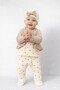 Baby Girl Ruffled Cardigan Patterned Romper Bow Beanie 3-Piece Set - 4