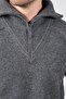 Smoked Turtleneck Zippered Sleeves Corded Fabric Lamb Wool Blended Men's Knitwear Sweater - 5