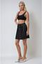 Black Flared Leather Skirt with Snap Detail 4067 R5-E-K5 - 3