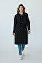 Women's Front Buttoned Pocketed Crochet Cardigan with a Cyclist Neckline - 2