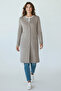 Women's Front Buttoned Pocketed Crochet Cardigan with a Cyclist Neckline - 4