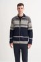 Ready-Made Knitted Striped Vintage Wool Blend Regular Fit Zippered Sweat Cardigan