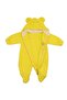 Unisex Yellow Plush Bear Embroidered Hooded Jumpsuit with Booties - 2