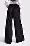 Women's Black 26w5-1 Palazzo Fit Ribbed Velvet Fabric Trousers - 4