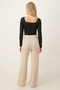 Women's Cream Soft Textured Stretch Fabric Pants Arm-26K001090 - 2