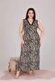 Women's plus size zebra print long sleeve v-neck nightgown, long nightdress, skirt Slit viscose fabric - 2