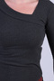 Women's Anthracite Asymmetrical Neck Long Sleeve Blouse Arm-26K001082 - 3