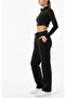 Women's Black Oversize Wide Fit 2 Thread Cargo Pocket Sweatpants-P2269 - 2