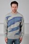 A.Grey/Aviator Crew Neck Color Block 100% Lamb Wool Men's Knitwear Sweater - 5