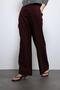 Burgundy Elastic Waist Pleated Women's Trousers - 4