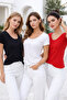 Women's Black-White-Red 3-Pack 100% Cotton Short Sleeve T-Shirt - 6