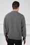 Smoked Crew Neck Embossed Knit 100% Lamb Wool Men's Knitwear Sweater - 6