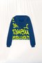 Blue Slogan Printed Hooded Sweatshirt 17362 - 2