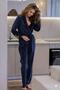 Luxury Velvet Lace Detailed Stylish Belted Dressing Gown & Pajama Set - 3