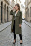 Olive Green 100% Cotton Gabardine Long (110cm) Lined Belted Women's Trench Coat 1111 - 6