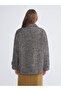 Mock Neck Patterned Oversized Women's Cashmere Coat - 5