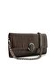 100% Genuine Leather Women's Clutch Brown Hand and Shoulder Bag - Handmade Italian Style Chain Strap Model - 4