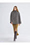 Mock Neck Patterned Oversized Women's Cashmere Coat - 2