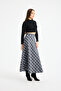 Women's Gray Long Plaid Skirt - 6