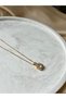 Set of 2 Necklaces |   Zircon Stone Square Gold Elegant Necklace and Gold Italian Snake Chain - 4