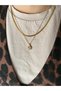 Set of 2 Necklaces |   Zircon Stone Square Gold Elegant Necklace and Gold Italian Snake Chain