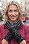 Women's Bowknot Long Ankle Lined Genuine Lambskin Leather Gloves